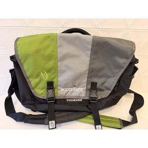 Timbuk2 Classic Messenger Bag M Green Gray Accenture Laptop EUC